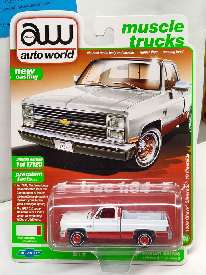 Auto World #64322 Muscle Truck Series 1983 Chevy Silverado 10 Fleetside TIRE DAMAGED