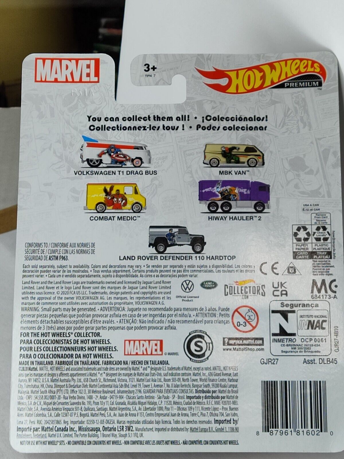 Hot Wheels GJR27 Marvel Series #5 Land Rover Defender 110 Hard Top