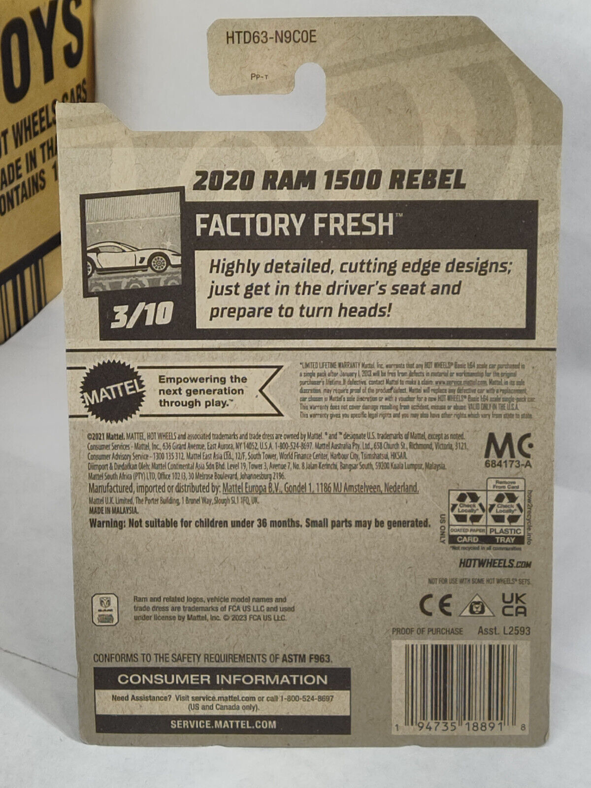 Hot Wheels #024 Factory Fresh Series #3 2020 RAM 1500 Rebel (Loc S)