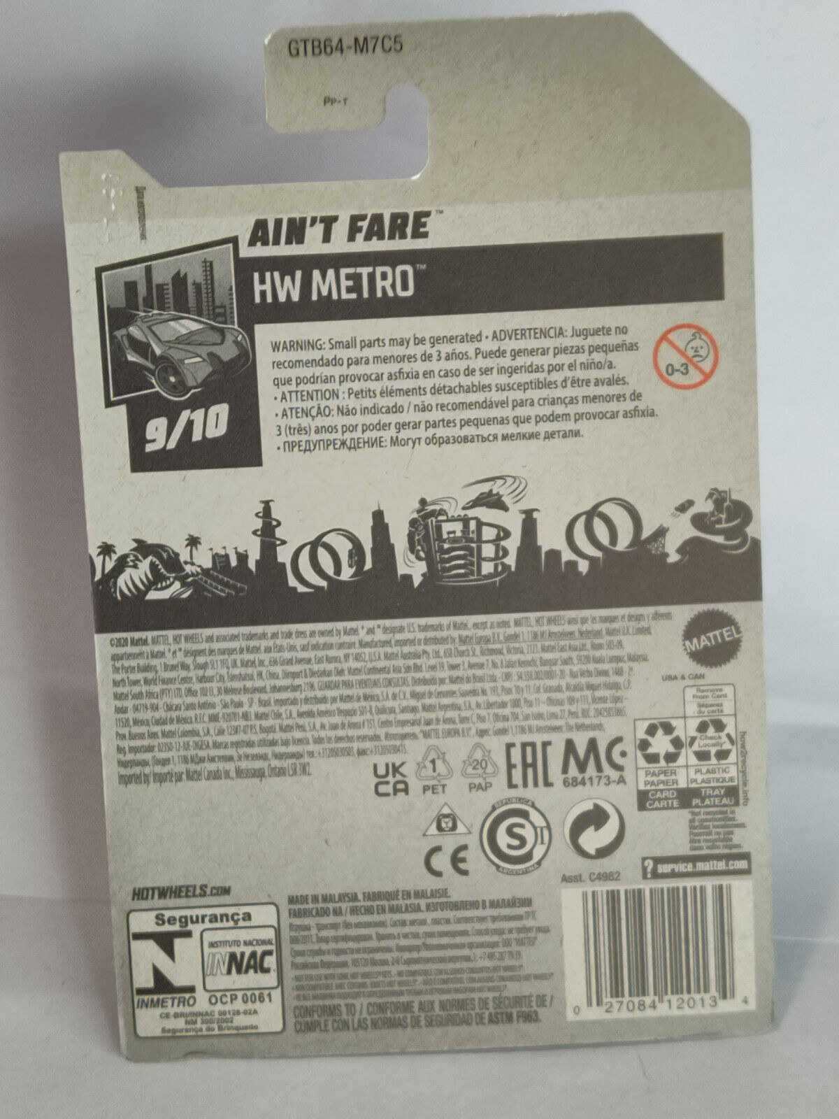 Hot Wheels #155 Mainline Metro Series #9 Ain't Fare BLISTER CRACKED SIDE