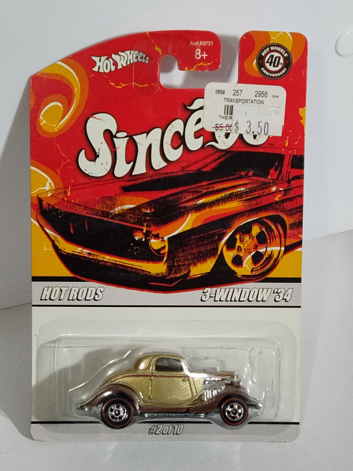 Hot Wheels #M1570 Since '68 Series #2  3-Window '34  PRICE STCKR ON CARD (Loc U