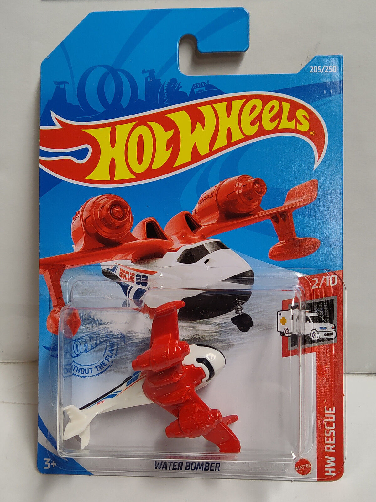 Hot Wheels #205 Mainline Rescue Series #2 Water Bomber White/Red PGHK BNT/CRSED