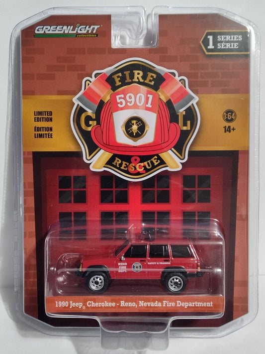 GreenLight Fire and Rescue Series I 1990 Jeep Cherokee-Reno, Nevada Fire Dept