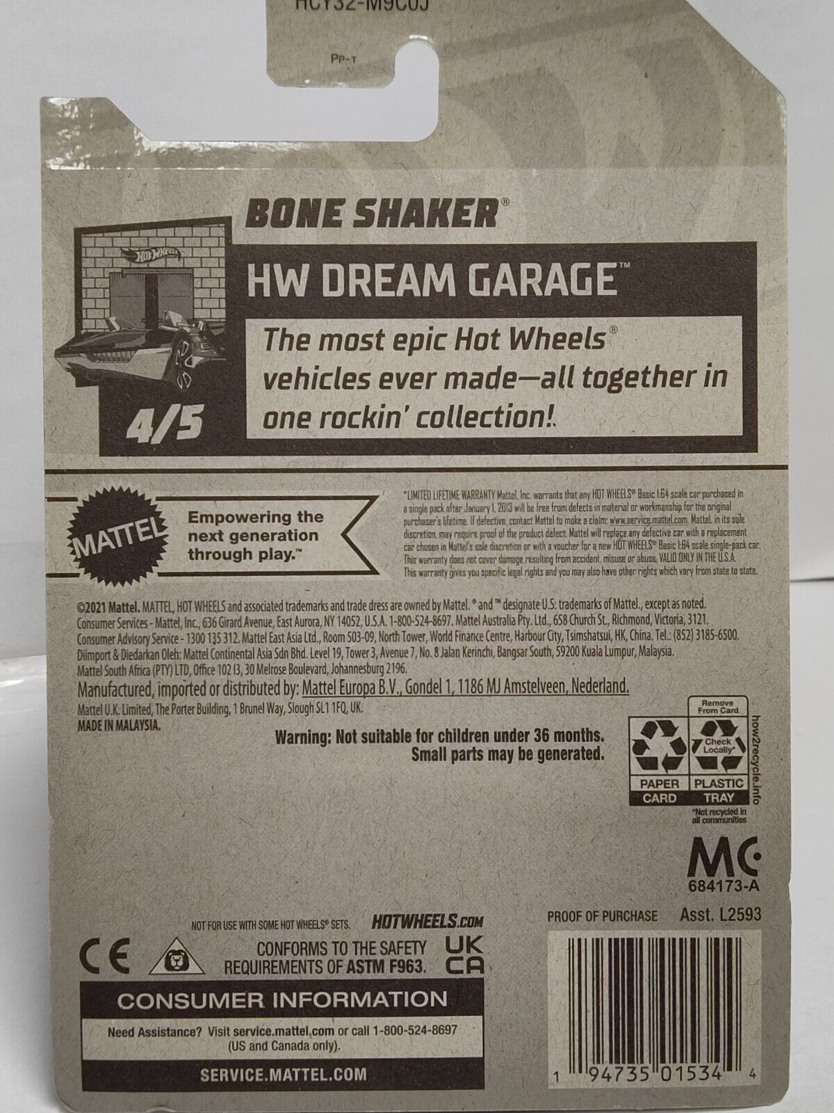 Hot Wheels #105 Dream Garage Series #4 Bone Shaker ZAMAC (Loc F)