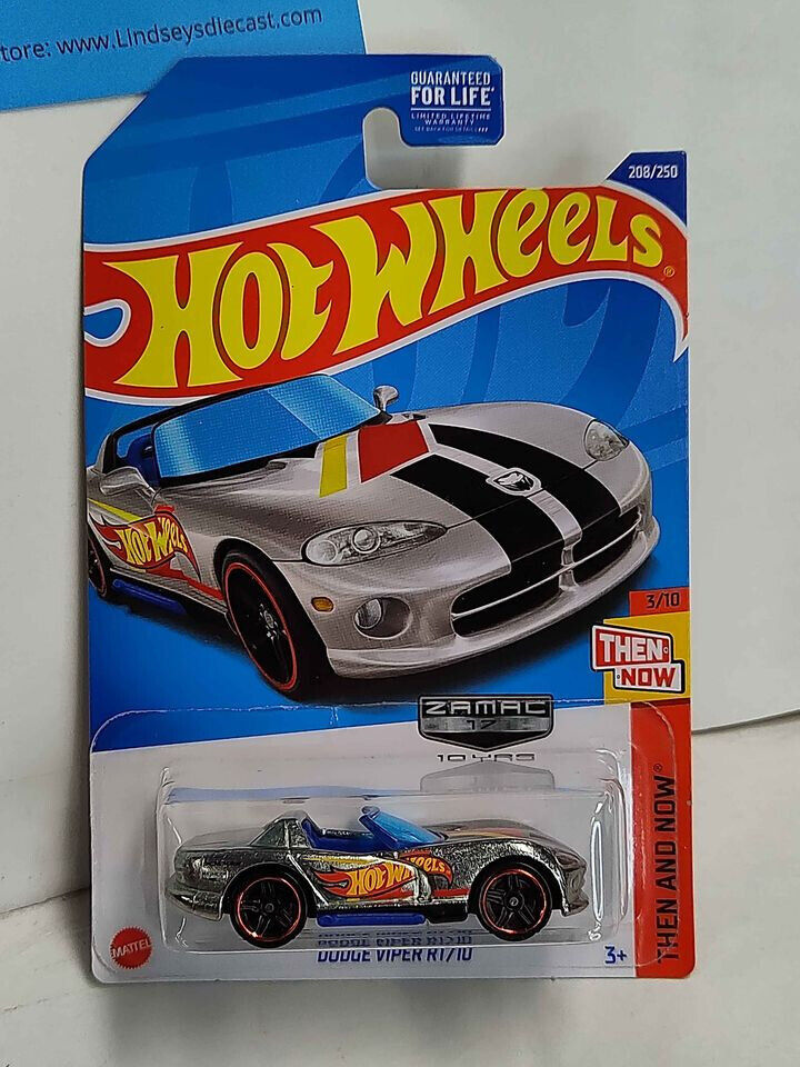 Hot Wheels #208 Then and Now Series #3 Dodge Viper RT/10 ZAMAC (Loc F)