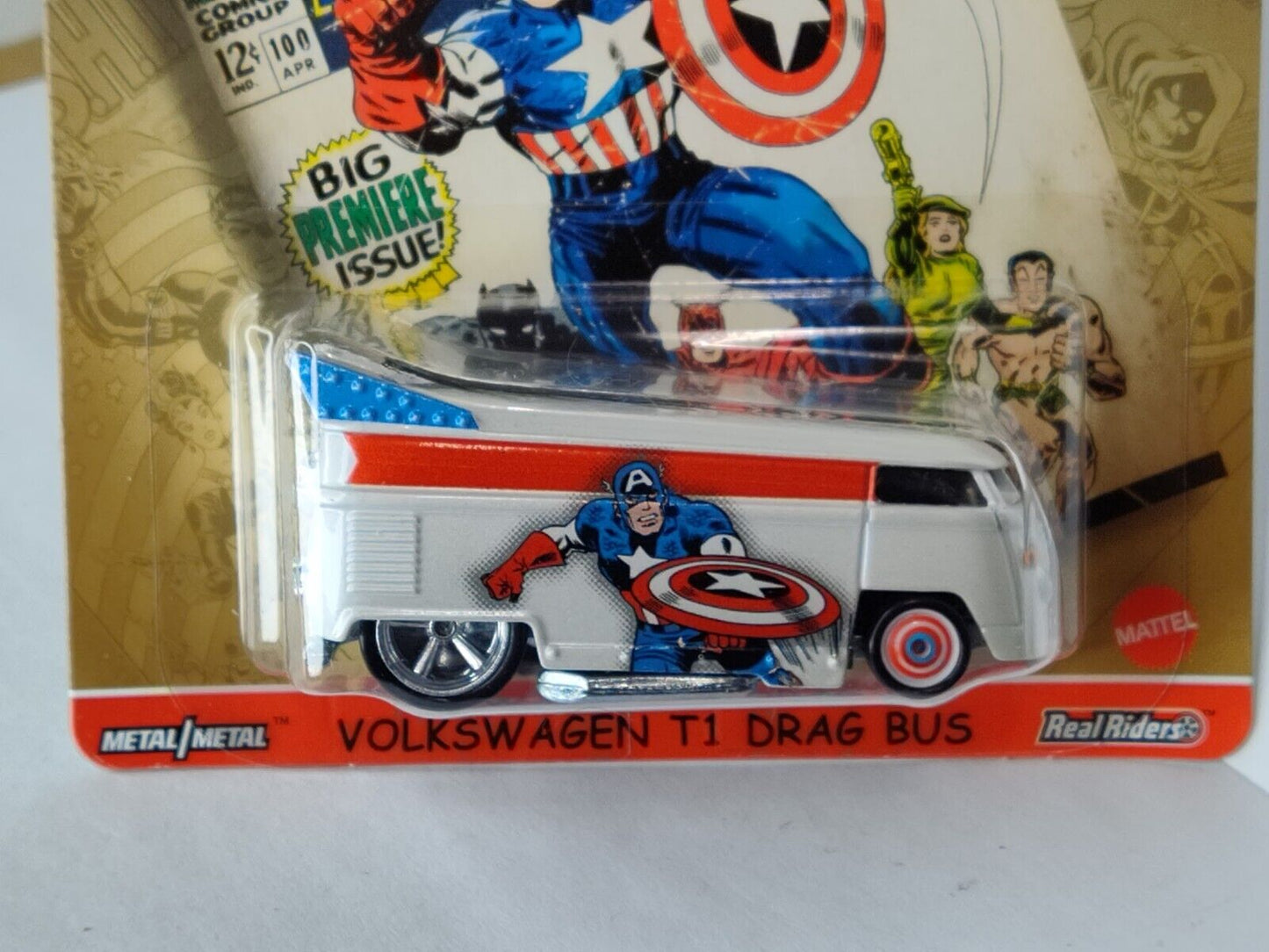 Hot Wheels GRL44 Marvel Series #1 VW T1 Drag Bus Captain America