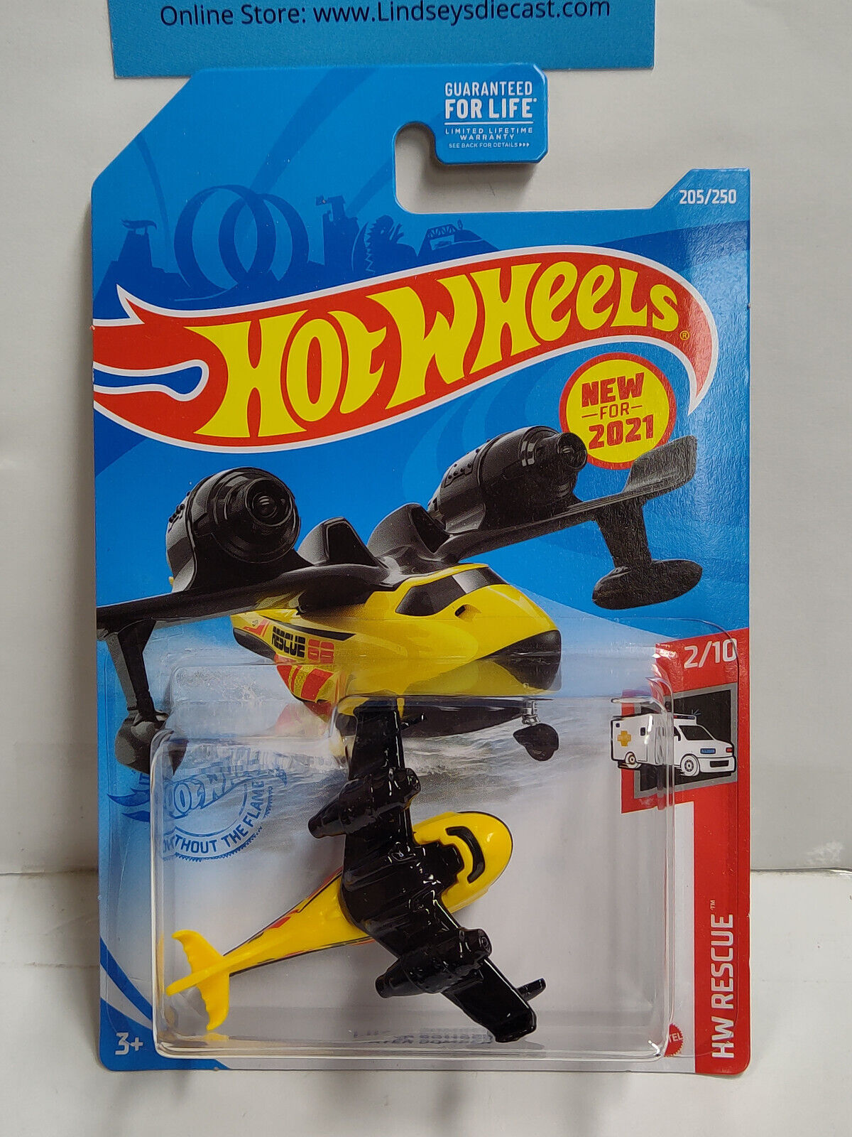 Hot Wheels #205 Mainline Rescue Series #2 Water Bomber Yellow/Black CARD BENT