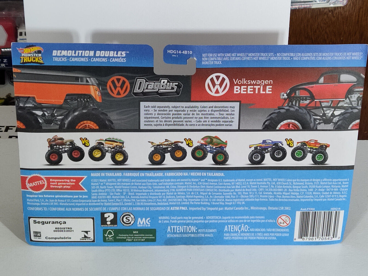 Hot Wheels HDG14 Monster Truck 2 Pak Edition VW Bus/VW Beetle 1:64 Scale