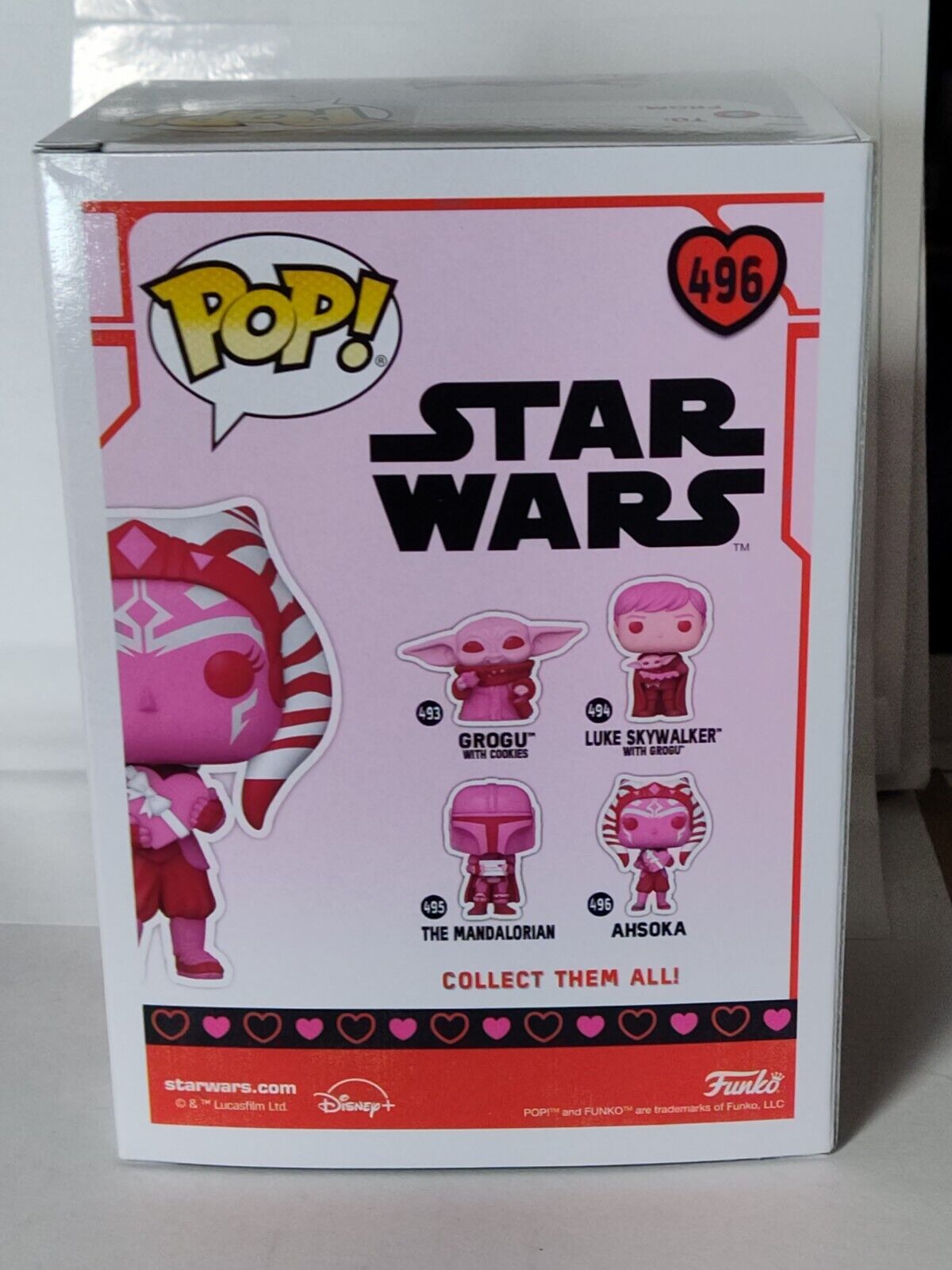 Funko Pop Valentine Edition Star Wars #496  Ahsoka Bent corner