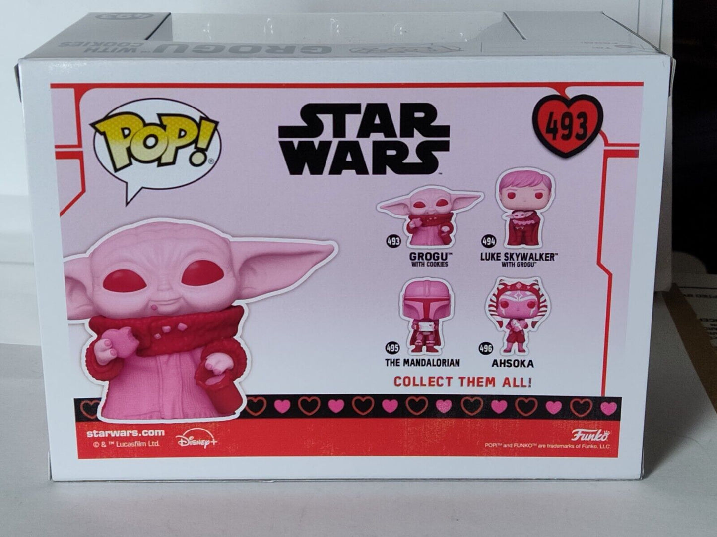 Funko Pop Valentine Edition Star Wars #493  Grogu With Cookie CORNER BENT ON FLA