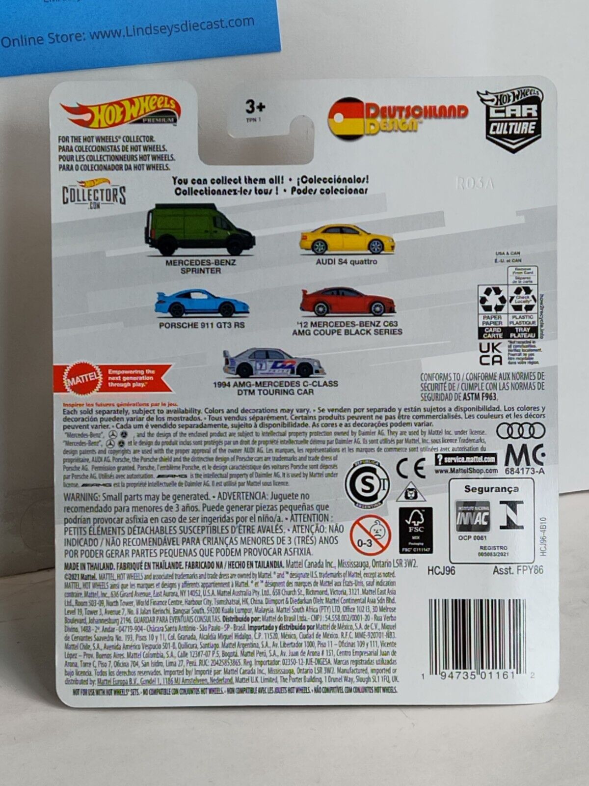 Hot Wheels HCJ96 Deutschland Design #1 Mercedes Benz Sprinter CREASE CARD (Box 28)