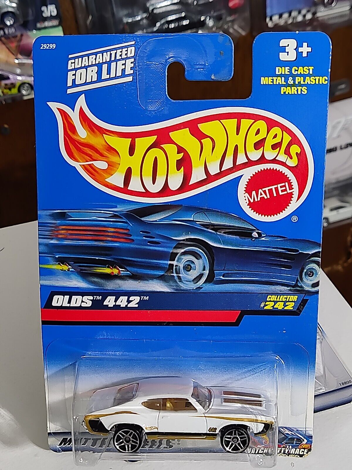 Hot Wheels 2000 #242 Olds 442 CARD CURLED  CARD VARIATION/RUFFLED EDGES (Loc A)