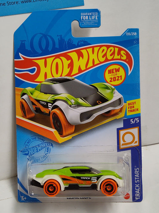 Hot Wheels #135 Mainline Track Stars Series #5 Cosmic Coupe Green Top CARD CREAS