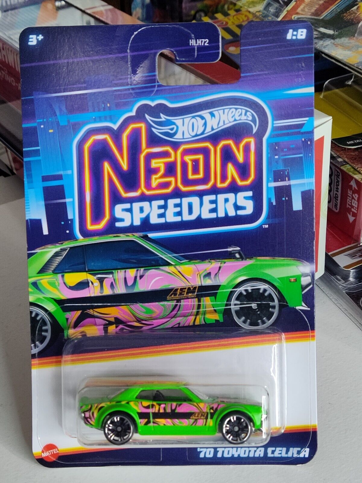 Hot Wheels #HRW67 Neon Speeders Series #1 '70 Toyota Celica BOTTOM EDGE BENT