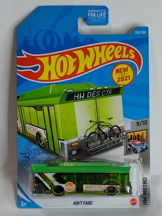 Hot Wheels #155 Mainline Metro Series #9 Ain't Fare Green BLISTER CRACKED SIDE