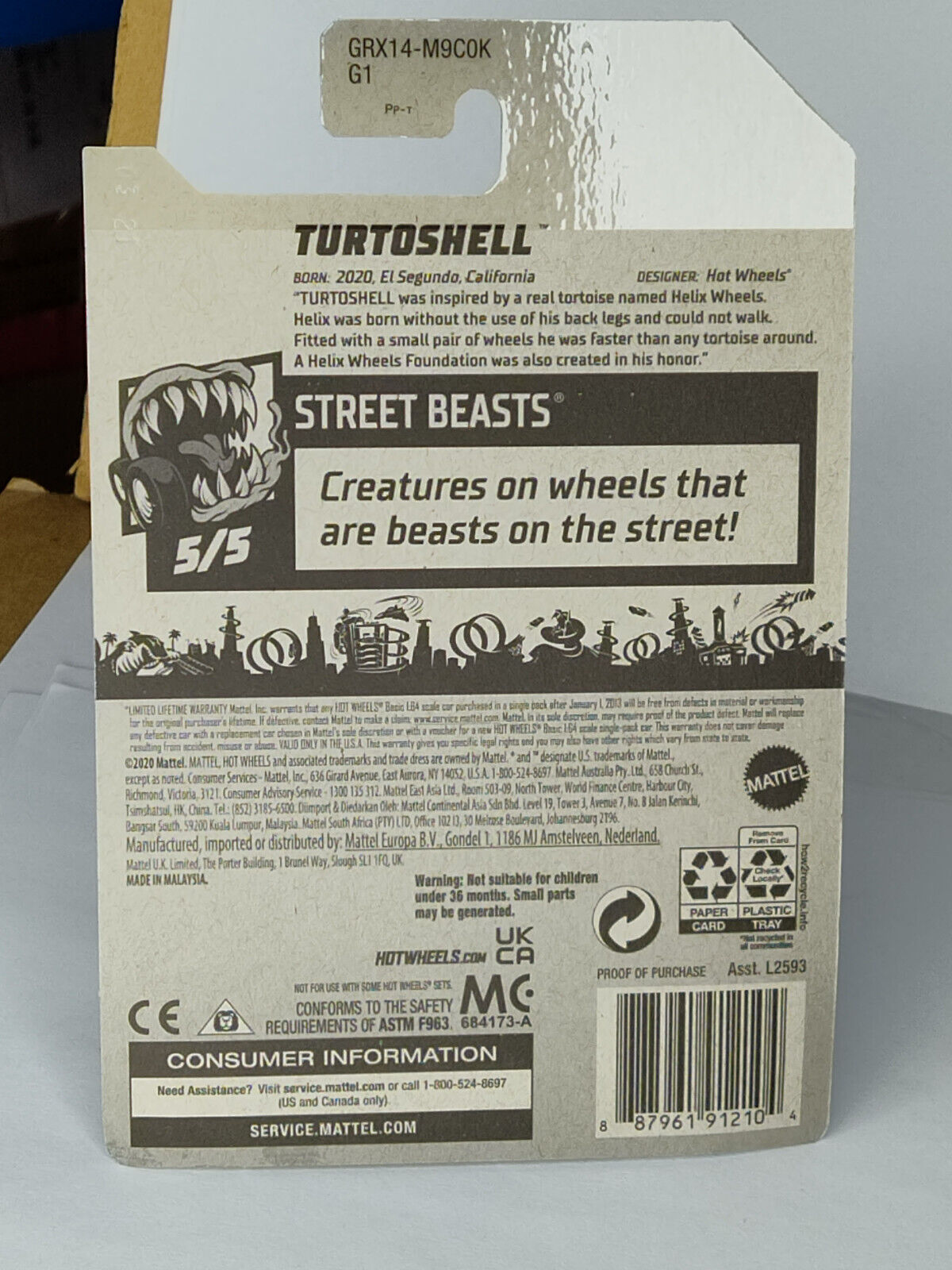 Hot Wheels #172 ML Street Beasts Series #5 Turtoshell GREEN