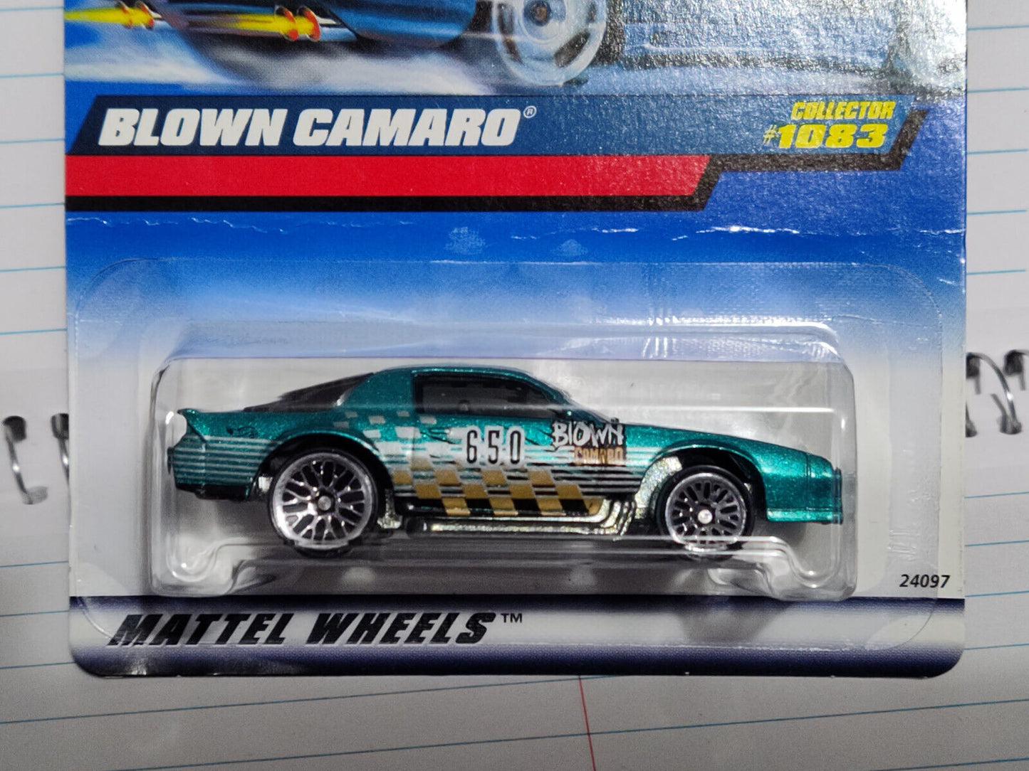 Hot Wheels #1083 Blown Camaro CREASE ACROSS CARD (Loc G)