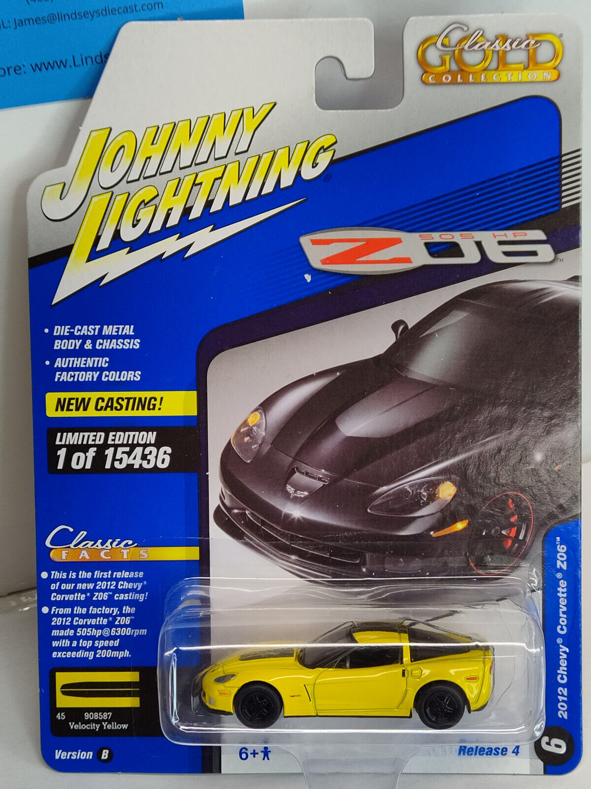 Johnny Lightning Gold Collection 2012 Chevy Corvette X06 SMALL SPOT PAPER MISSIN