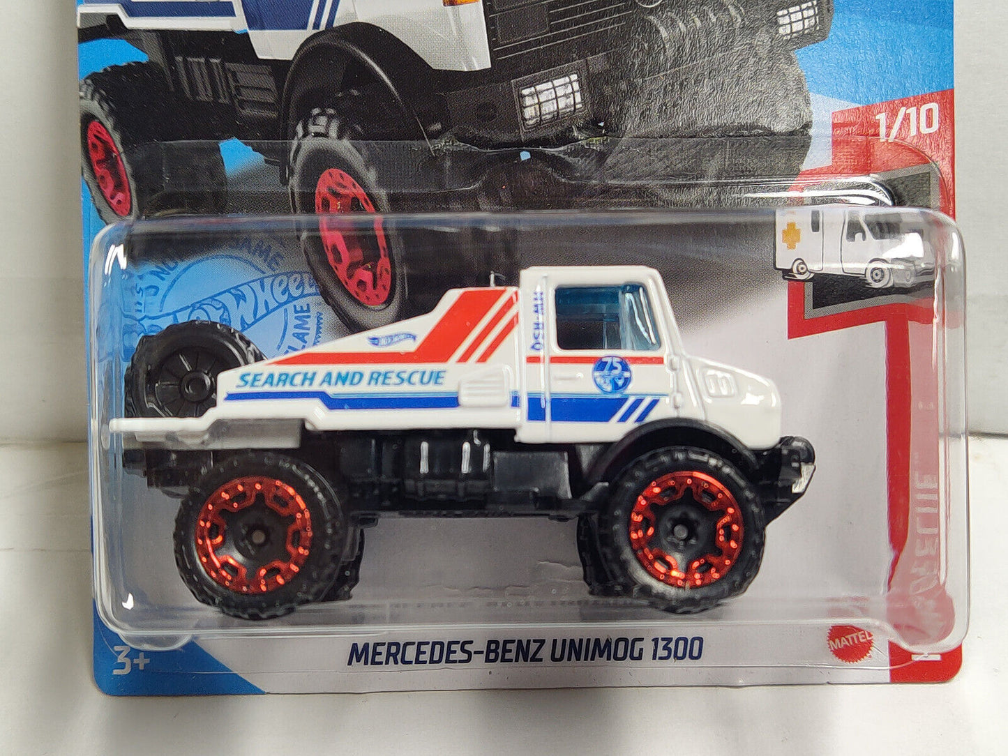 Hot Wheels #188 Mainline Rescue Series #1 Mercedes Benz Unimog 1300 White BLIS W