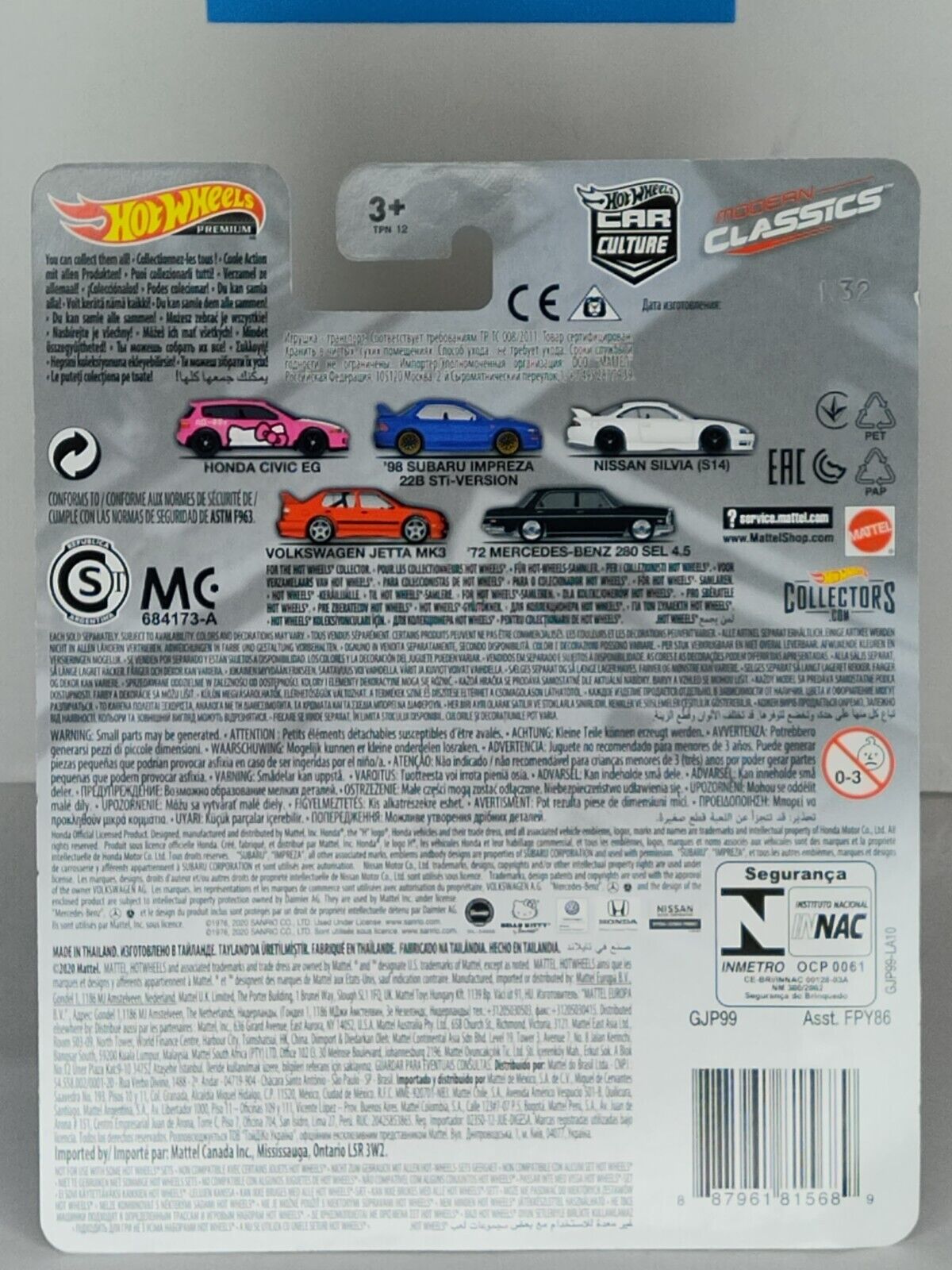 Hot Wheels GJP99 Modern Classics Series #3 Nissan Silvia MRKS/INDENT TOP OF CARD