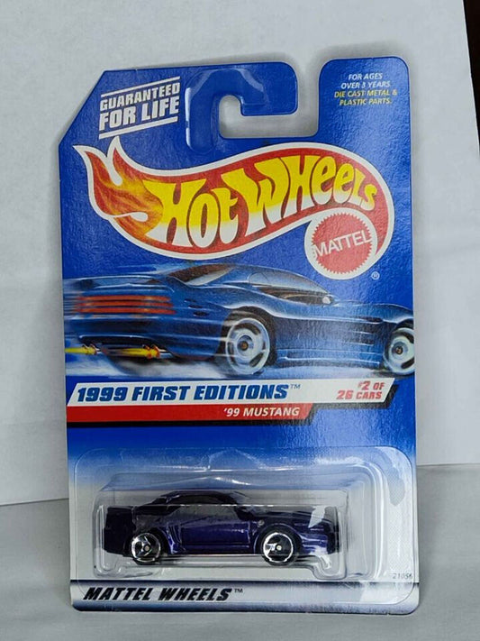 Hot Wheels 1999 First Editions #2 '99 Mustang 3 Spoke GLUE RESIDUE ONBlister(LcM