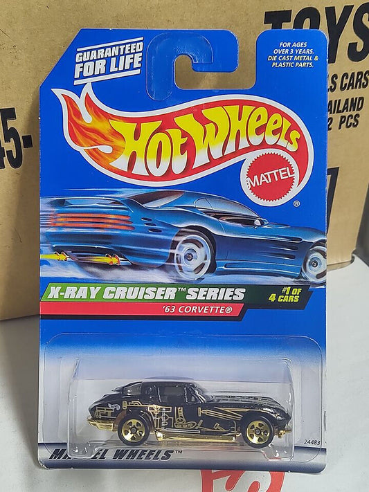 Hot Wheels #1114 X-Ray Cruisers #1 '63 Corvette LOW RH CARD BENT UP (Loc-A)