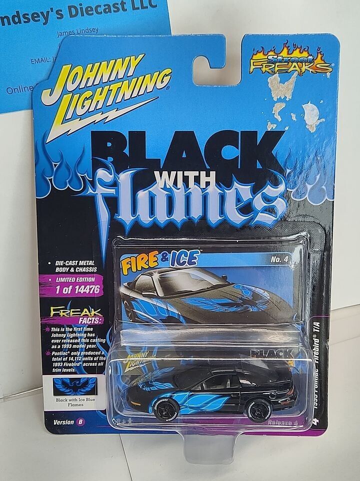 Johnny Lightning Black with Flames Series 1993 Pontiac Firebird T/A Black/Blue