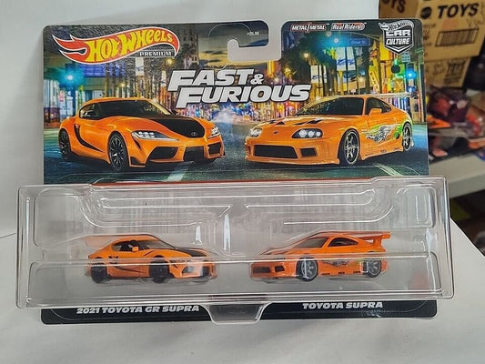 Hot Wheels HKF54 2 Pak Prem Target Exclusiv 2021 Toyota GR Supra/ Toyota Supra