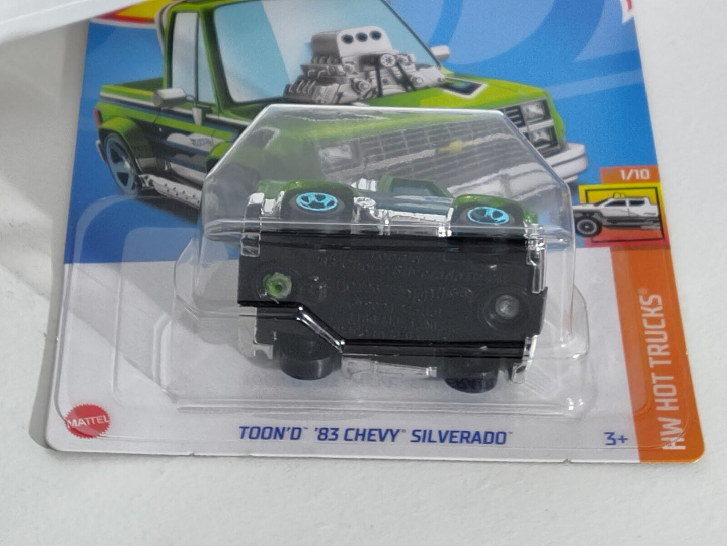 Hot Wheels #093 Hot Trucks #1 Toon'd '83 Chevy Silverado Grn PGHK CREAS(Loc J)