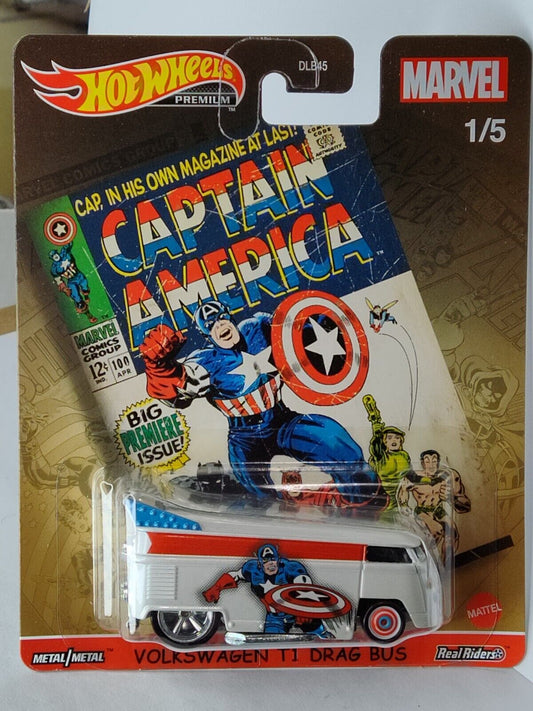 Hot Wheels GRL44 Marvel Series #1 VW T1 Drag Bus Captain America