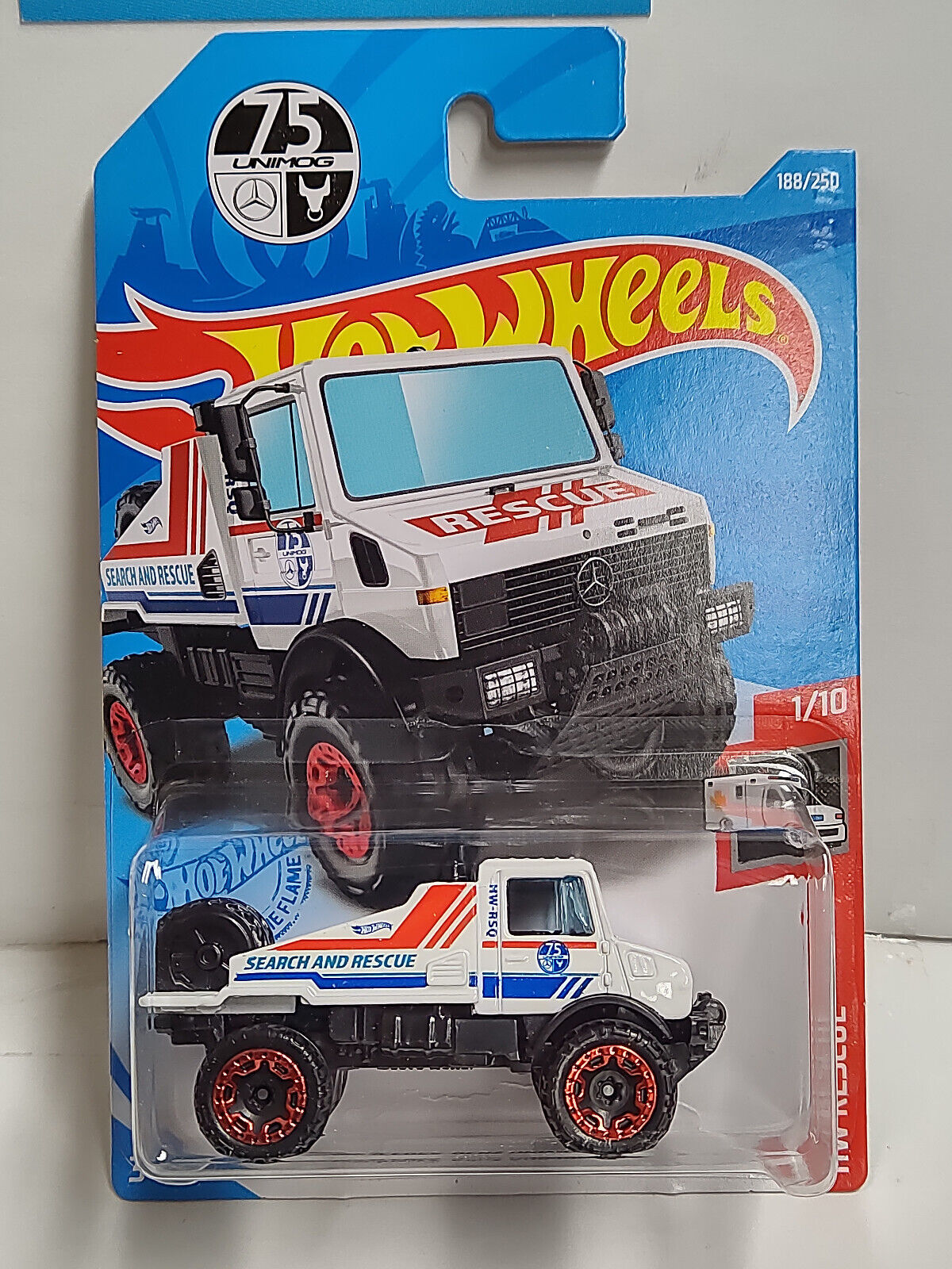 Hot Wheels #188 Mainline Rescue Series #1 Mercedes Benz Unimog 1300 White BLIS W