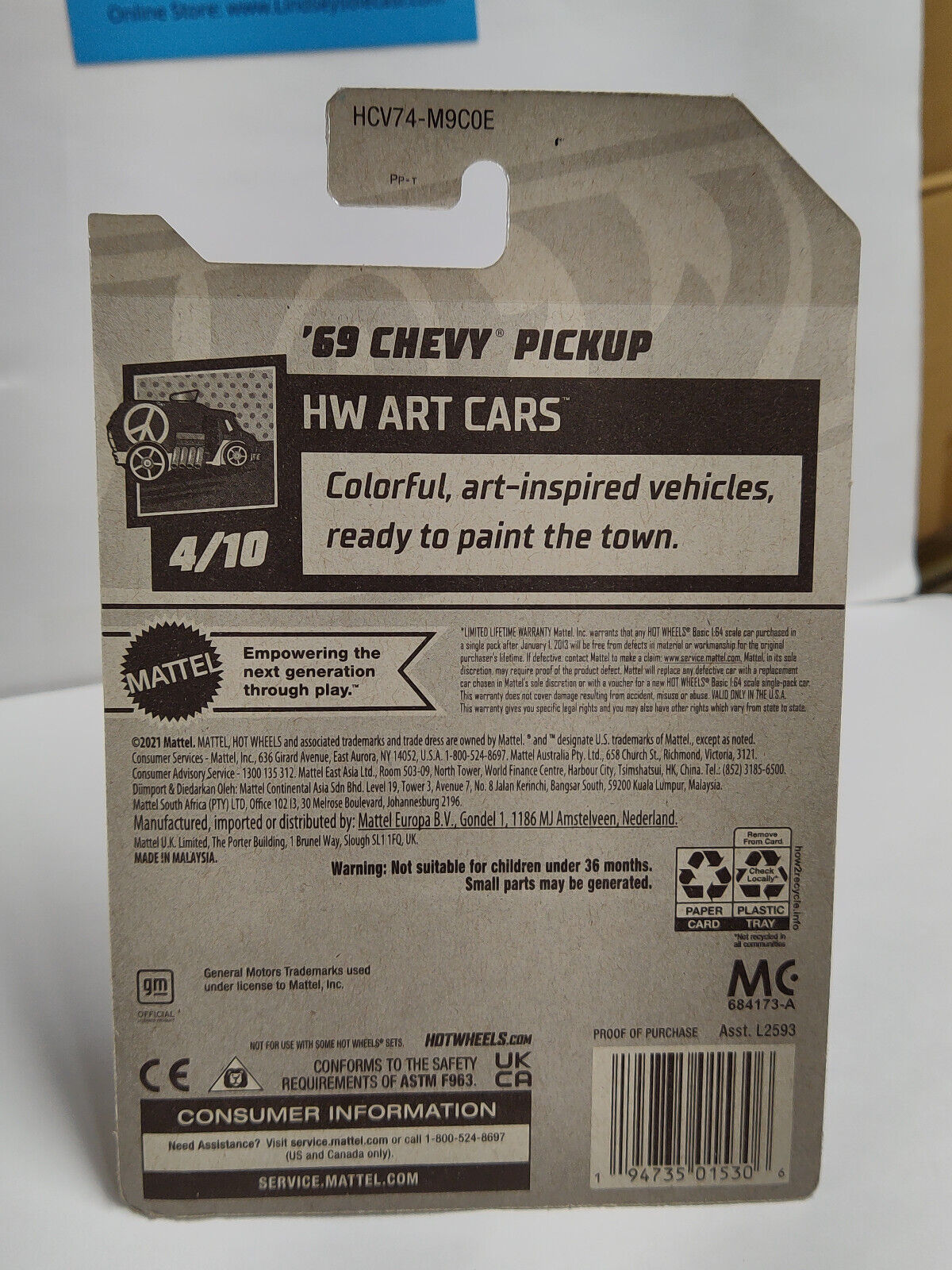 Hot Wheels #108 Art Cars Series #4 '69 Chevy Pickup (Loc O)