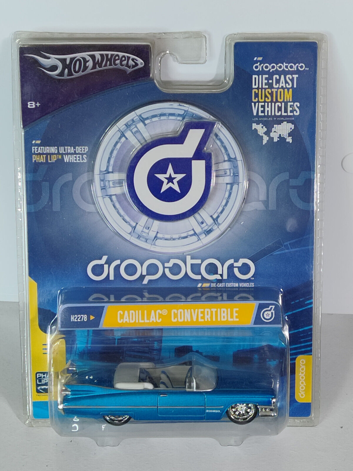 Hot Wheels Dropotaro Series Cadillac Convertible PACKAGE BADLY SCRATCHED UP!!!