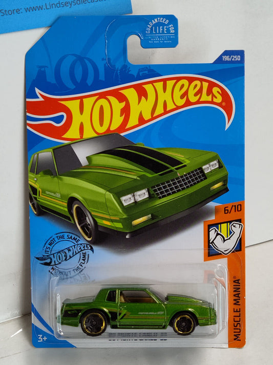 Hot Wheels #196 Muscle Mania Series #6 '86 Monte Carlo SS CARD BENT/BLISTER DEN