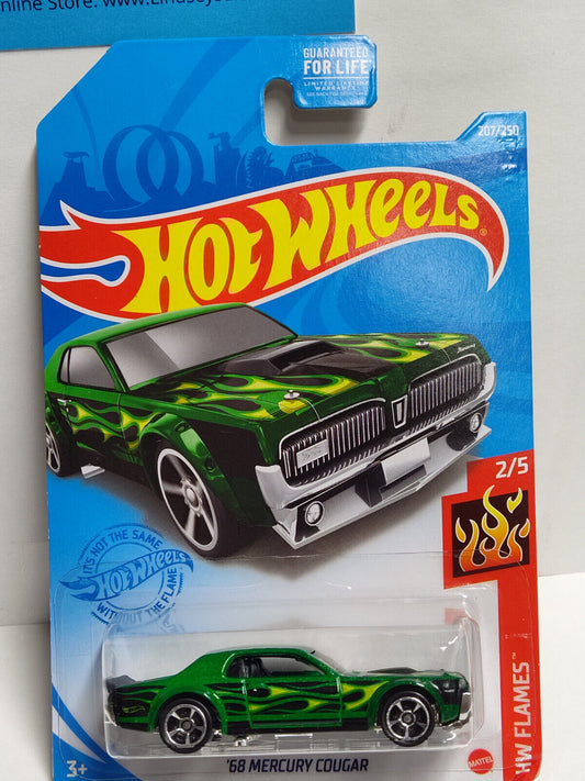 Hot Wheels #207 Flames Series #2 '68 Mercury Cougar SLIGHT BEND CARD (Loc X)