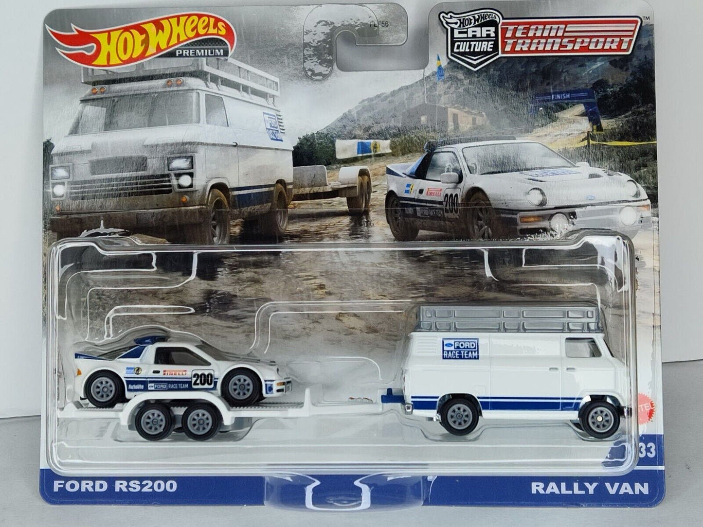 Hot Wheels Team Transport Series #33 Ford RS200 and Rally Van CORNER CREASED