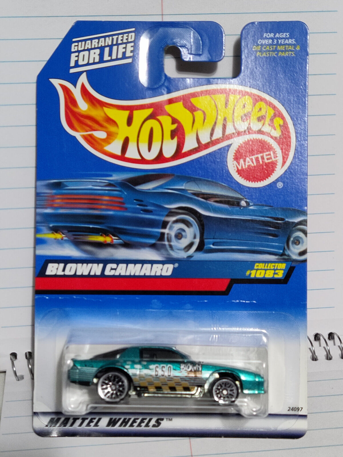 Hot Wheels #1083 Blown Camaro CREASE ACROSS CARD (Loc G)