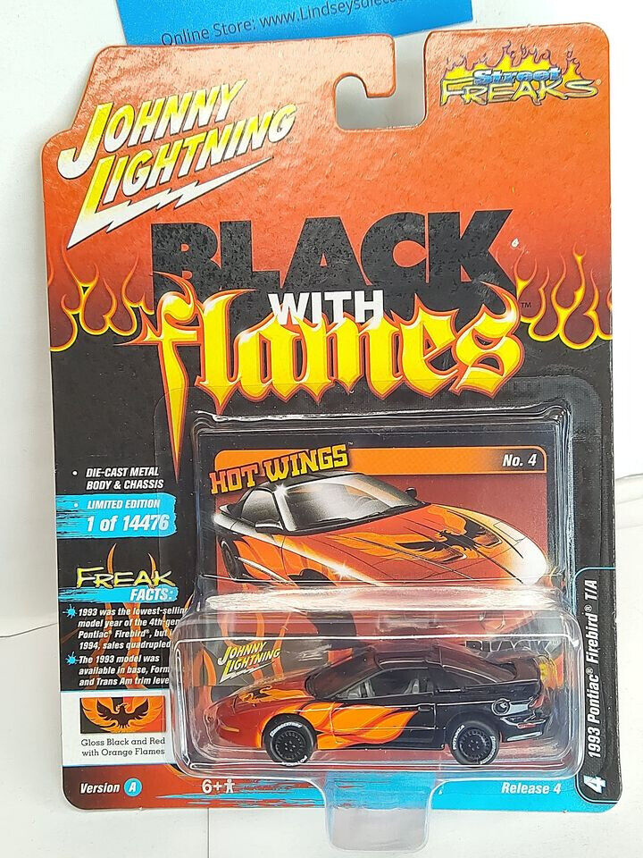 Johnny Lightning Black with Flames Series 1993 Pontiac Firebird T/A GLUE RESIDUE