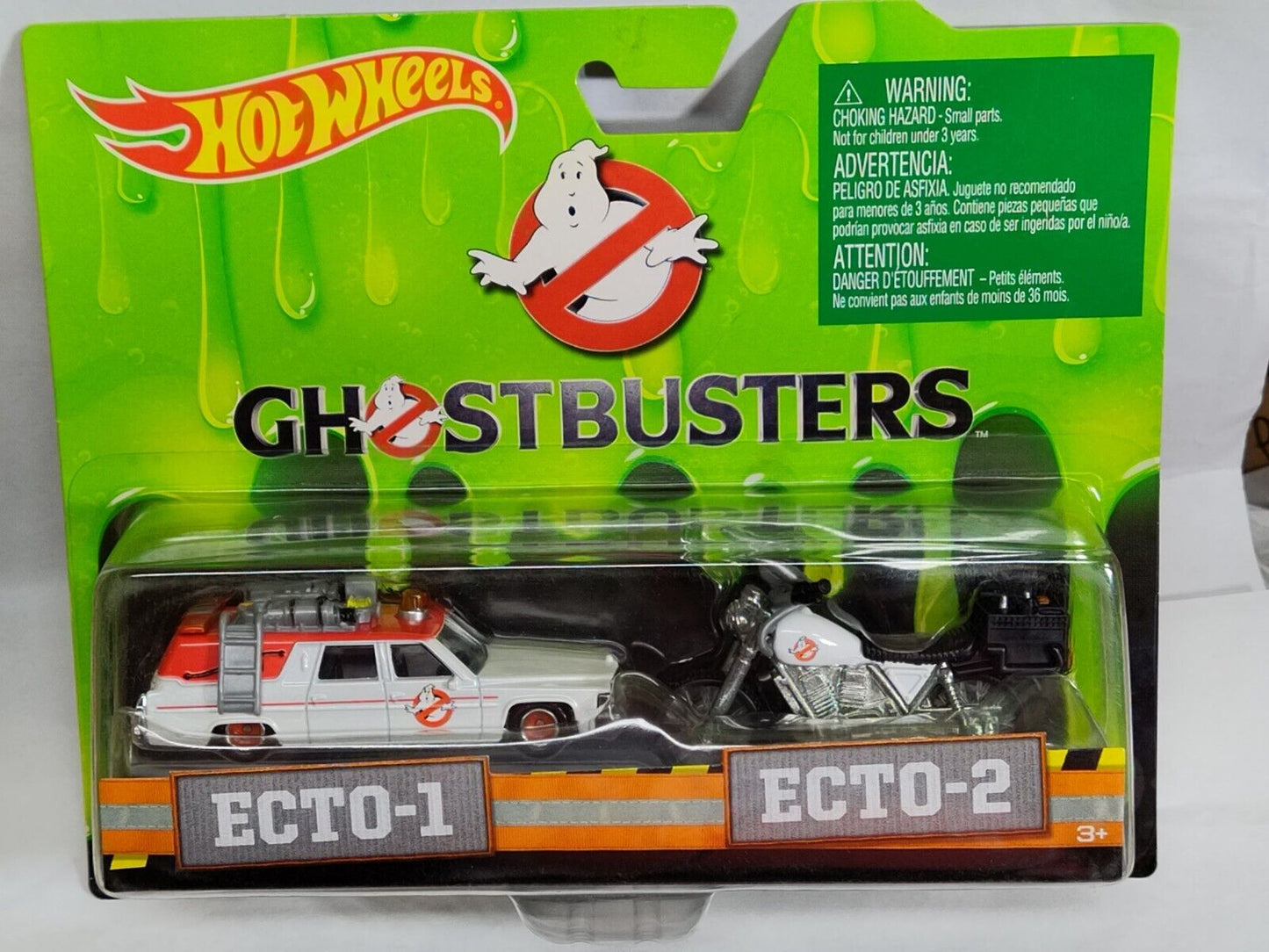 Hot Wheels DRW73 Ghostbusters 2 Pak Ecto-1 & Ecto-2 BLISTER HAS SCRAPES/TEAR