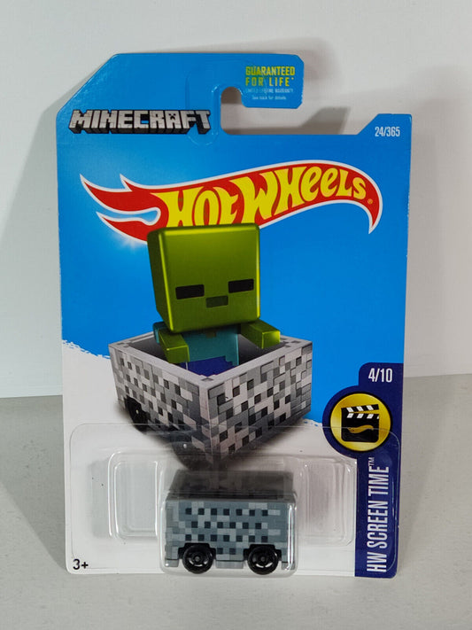 Hot Wheels #024 Screen Time Series #4 MINECRAFT  Minecart   (Loc U)