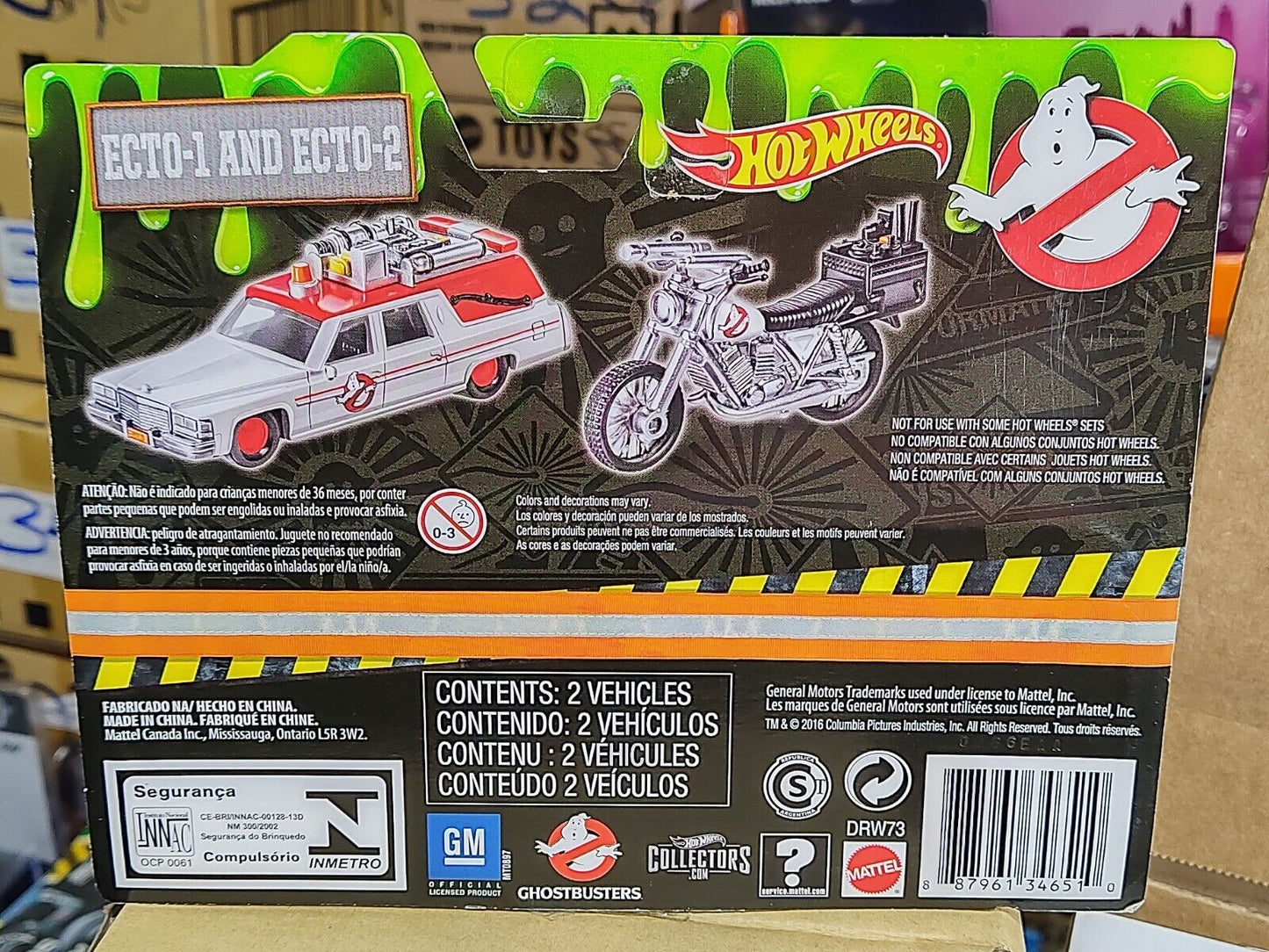 Hot Wheels DRW73 Ghostbusters 2 Pak Ecto-1 & Ecto-2 BLISTER HAS SCRAPES/TEAR