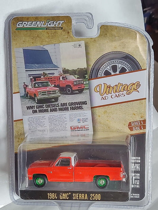 Greenlight Vintage Ad Cars Series 1984 GMC Sierra 2500 CHASE FR TIRE NOT SEATED