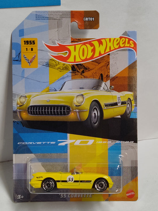 Hot Wheels #HLH49 Corvette Series #1 '55 Corvette PEGHOOK CREASED (Box E)