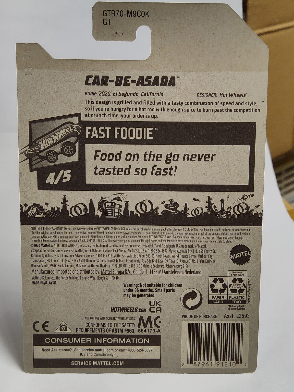 Hot Wheels #108 Mainline Fast Foodie Series #4 Car-De-Asada