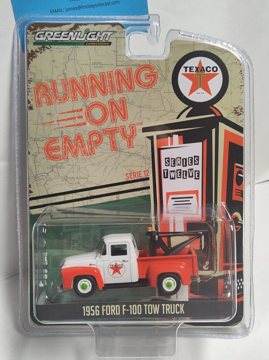 GreenLight Running On Empty 1956 Ford F-100 Tow Truck Texaco WEAR AT TOP