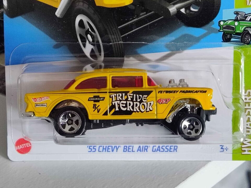 Hot Wheels #110 ML Gassers Series '55 Chevy Bel Air Gasser (Yellow)PGHK CREAS(I)