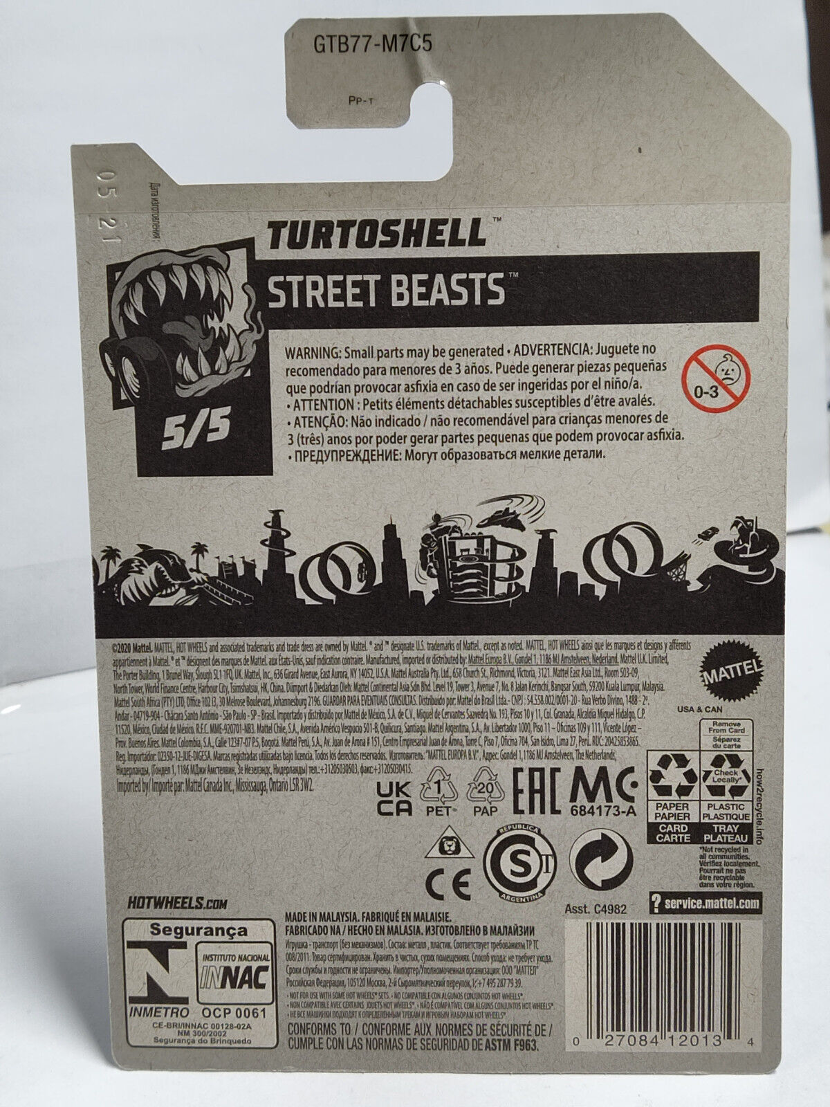 Hot Wheels #172 ML Street Beasts Series #5 Turtoshell Red PEGHOOK CREASED