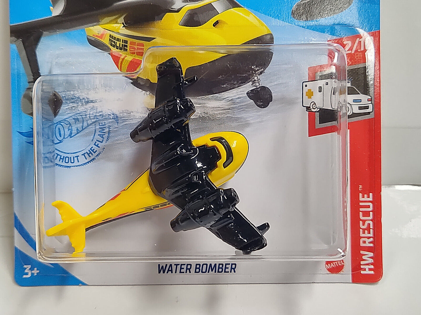 Hot Wheels #205 Mainline Rescue Series #2 Water Bomber Yellow/Black CARD BENT