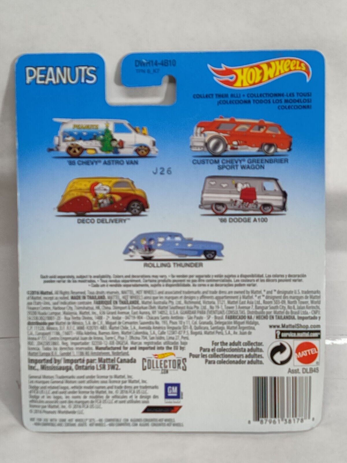 Hot Wheels DWH14 PEANUTS Custom Chevy Greenbrier Sport Wagon CARD BENT (Box 13)