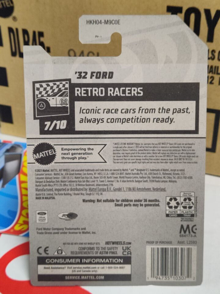 Hot Wheels #124 Retro Racers Series #7 '32 Ford PAINT CHIP ON BACK (Loc J)